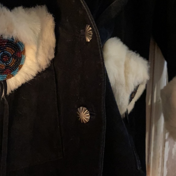 Vintage WESTERN faux FIR SUED Winter Coat - Picture 7 of 14